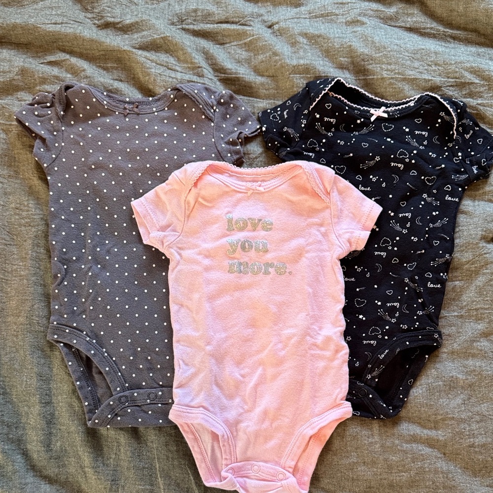 Carter's 3-Pack Short-Sleeve One-Pieces in Pink, Gray & Navy